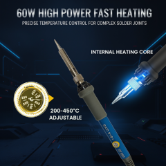 60W Electric Adjustable Temperature Soldering Iron Durable Electric Soldering Gun for Welding Rework & Repair Tool