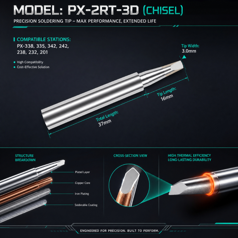 Durable Copper Core PX Series Soldering Iron Tips for GOOT Soldering Station