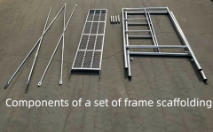 H-frame scaffolding for high-rise building construction