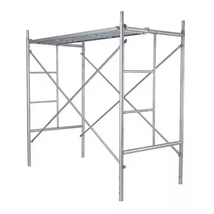 H-frame scaffolding for high-rise building construction