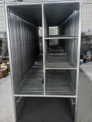 H-frame scaffolding for high-rise building construction
