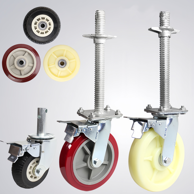 Factory Wholesale Heavy Duty Rubber/PU Scaffold Caster Wheel for Material Handling Equipment Parts