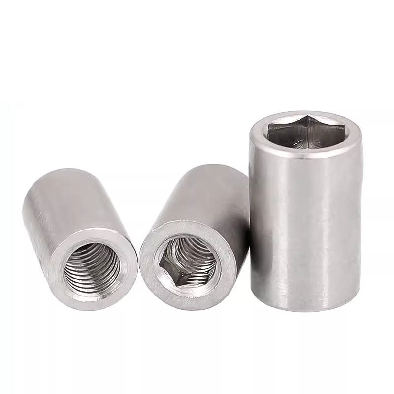 304 Stainless Steel Cylinder Tie Rod Nut Right Hand Fully Threaded Fastening Nut M5 M6 M10 M12 M14 M16