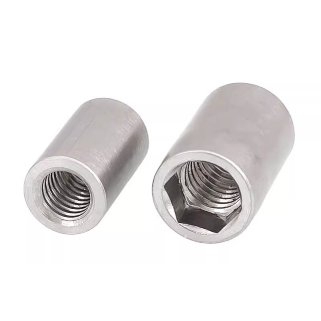304 Stainless Steel Cylinder Tie Rod Nut Right Hand Fully Threaded Fastening Nut M5 M6 M10 M12 M14 M16
