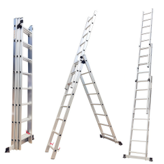 3 Supports Aluminum Ramp 3 Beams Lightweight Aluminium Ladders for Loading 8 Tons for Excavators Machines Harvesters Tool