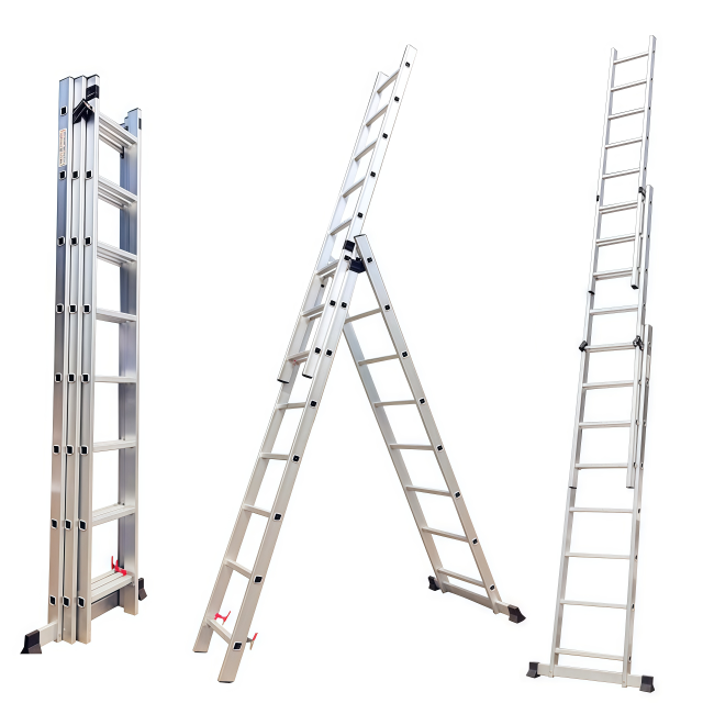 3 Supports Aluminum Ramp 3 Beams Lightweight Aluminium Ladders for Loading 8 Tons for Excavators Machines Harvesters Tool