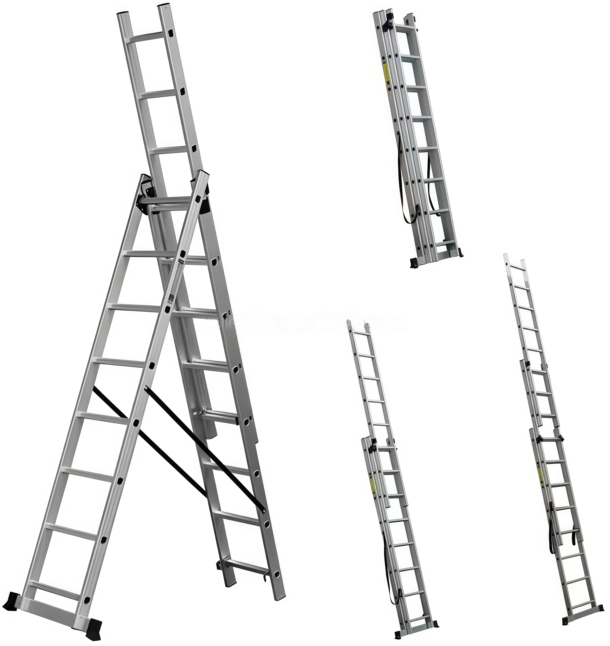 3 Supports Aluminum Ramp 3 Beams Lightweight Aluminium Ladders for Loading 8 Tons for Excavators Machines Harvesters Tool