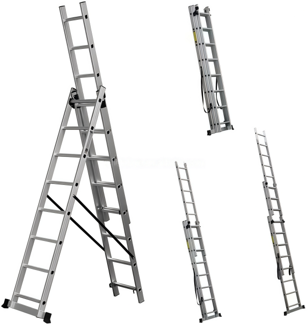 3 Supports Aluminum Ramp 3 Beams Lightweight Aluminium Ladders for Loading 8 Tons for Excavators Machines Harvesters Tool