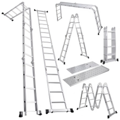 3 Supports Aluminum Ramp 3 Beams Lightweight Aluminium Ladders for Loading 8 Tons for Excavators Machines Harvesters Tool