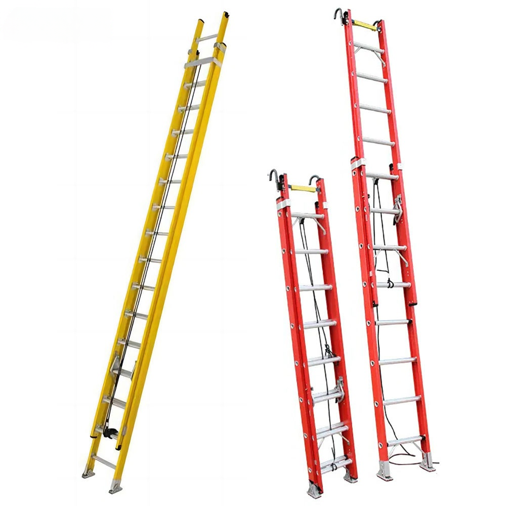 Electric Fiberglass Extension Telescopic Step Insulated Ladder 16Steps 44 Steps Steps Adjustable FRP Ladder for Electrical Work