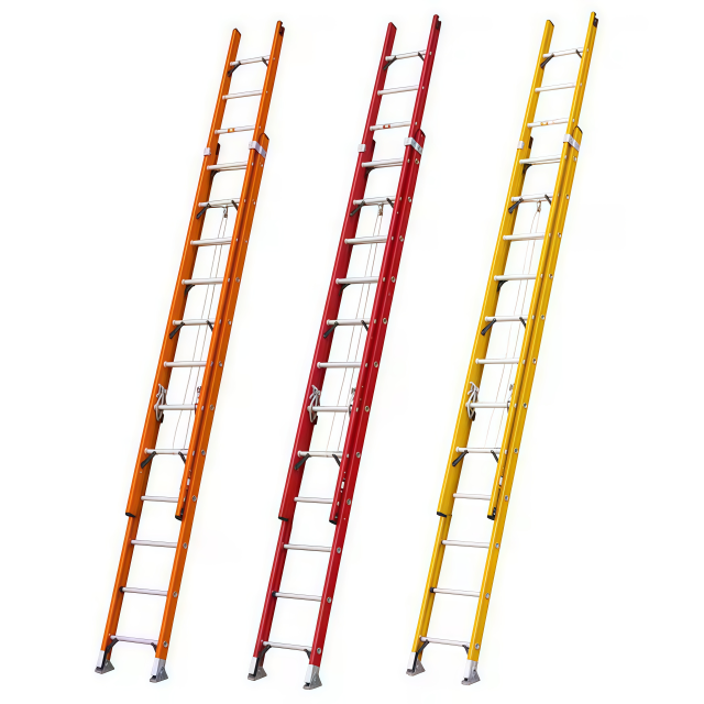 Electric Fiberglass Extension Telescopic Step Insulated Ladder 16Steps 44 Steps Steps Adjustable FRP Ladder for Electrical Work