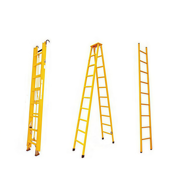 Electric Fiberglass Extension Telescopic Step Insulated Ladder 16Steps 44 Steps Steps Adjustable FRP Ladder for Electrical Work