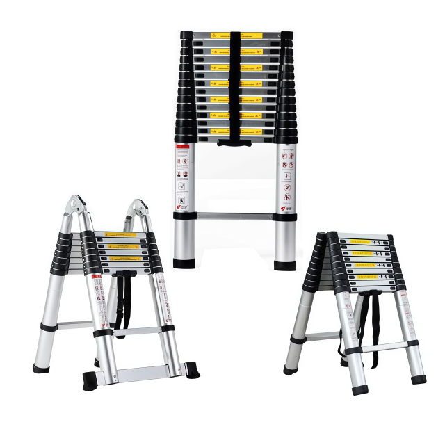 Modern Design Aluminum Alloy Telescopic Ladder Portable Household Folding Straight Single-Sided with EN131 Certification