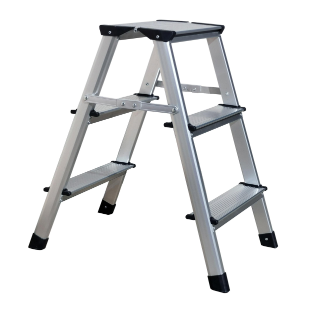 Modern 6-Step Household Aluminium Extension Ladder 2/3/4/5 Step Folding with Rubber Feet for Home Use