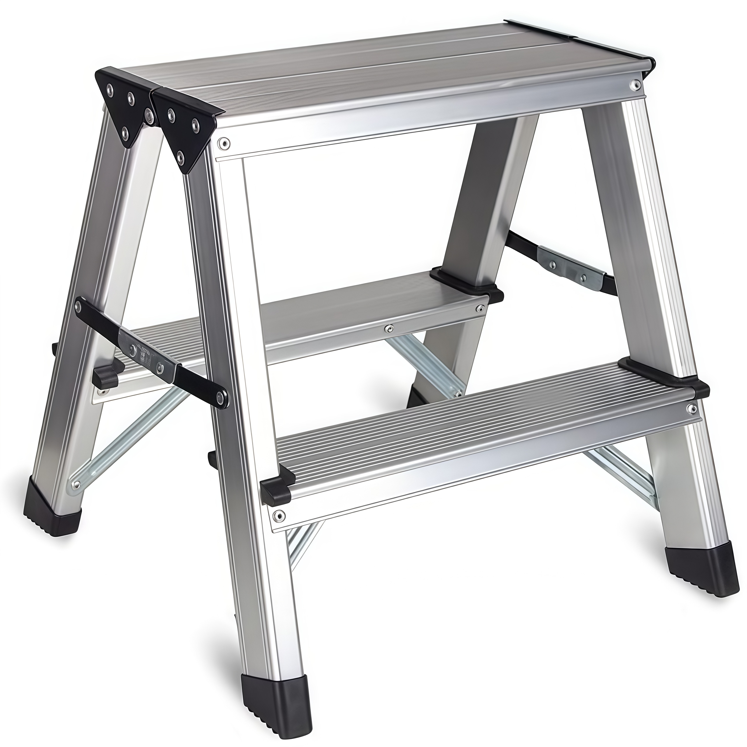 Modern 6-Step Household Aluminium Extension Ladder 2/3/4/5 Step Folding with Rubber Feet for Home Use