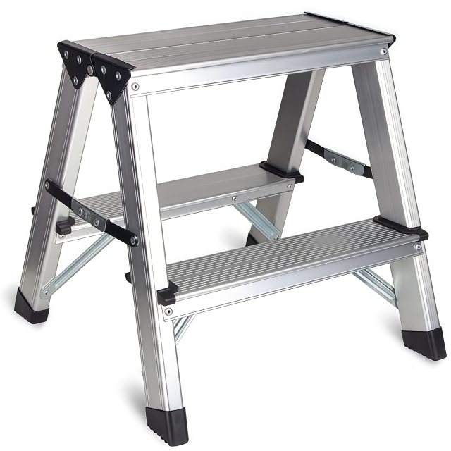 Modern 6-Step Household Aluminium Extension Ladder 2/3/4/5 Step Folding with Rubber Feet for Home Use