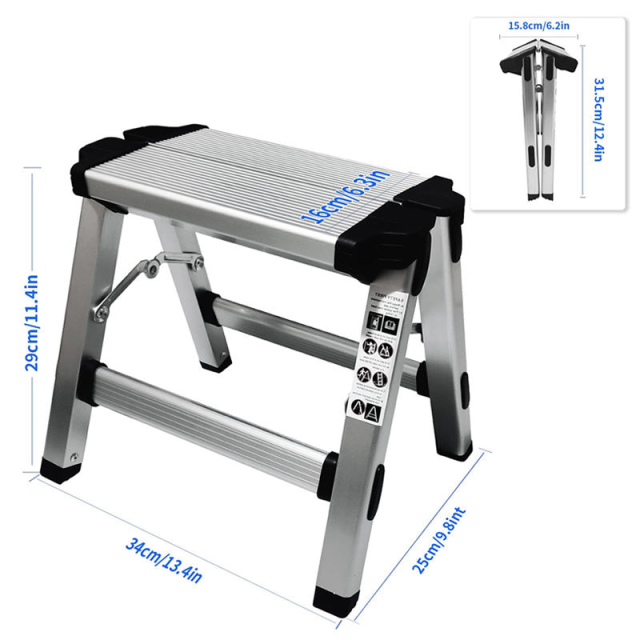 Modern 6-Step Household Aluminium Extension Ladder 2/3/4/5 Step Folding with Rubber Feet for Home Use