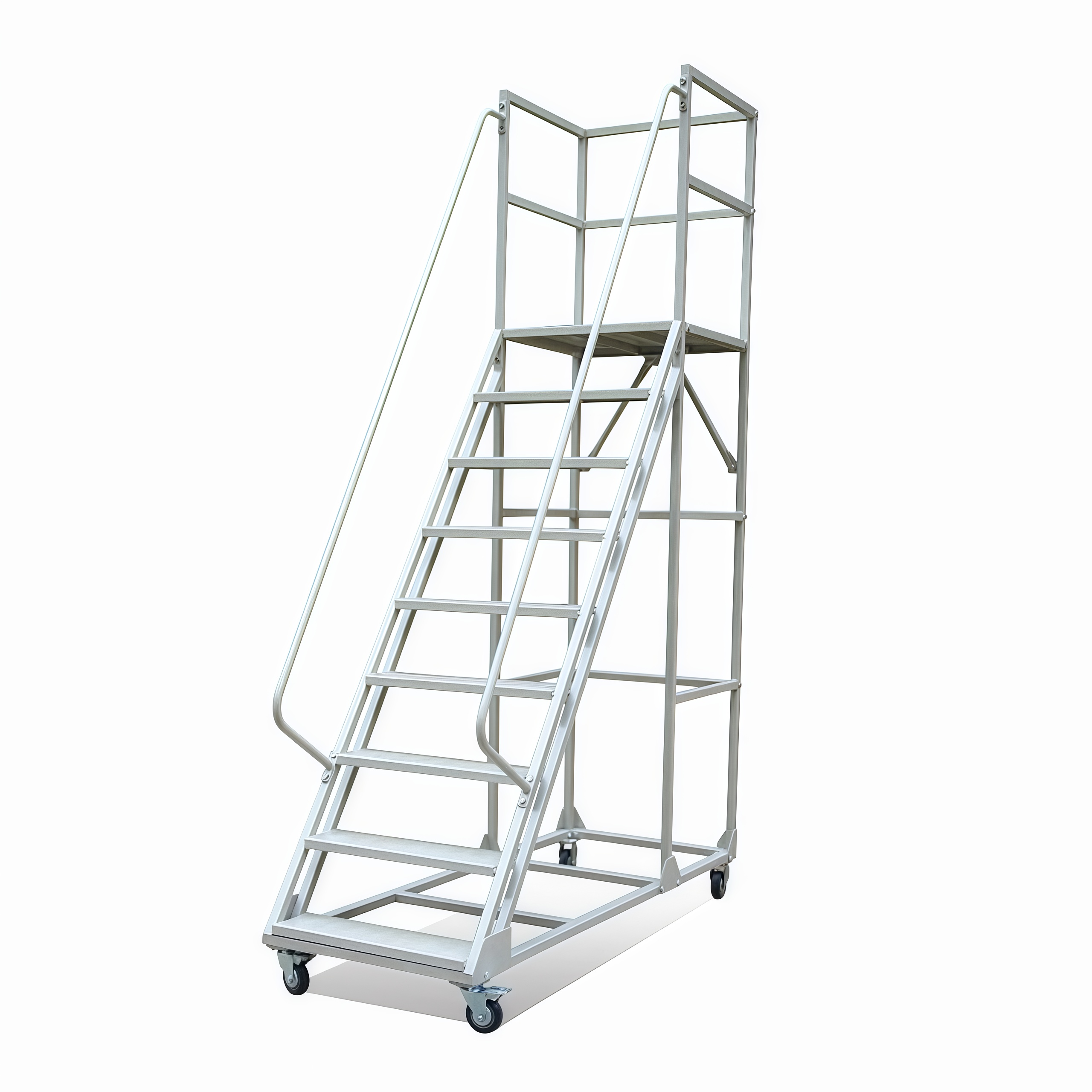 Customized Industrial Steel Rolling Platform Step Movable Climbing Warehouse Ladders Truck for Platform Ladder