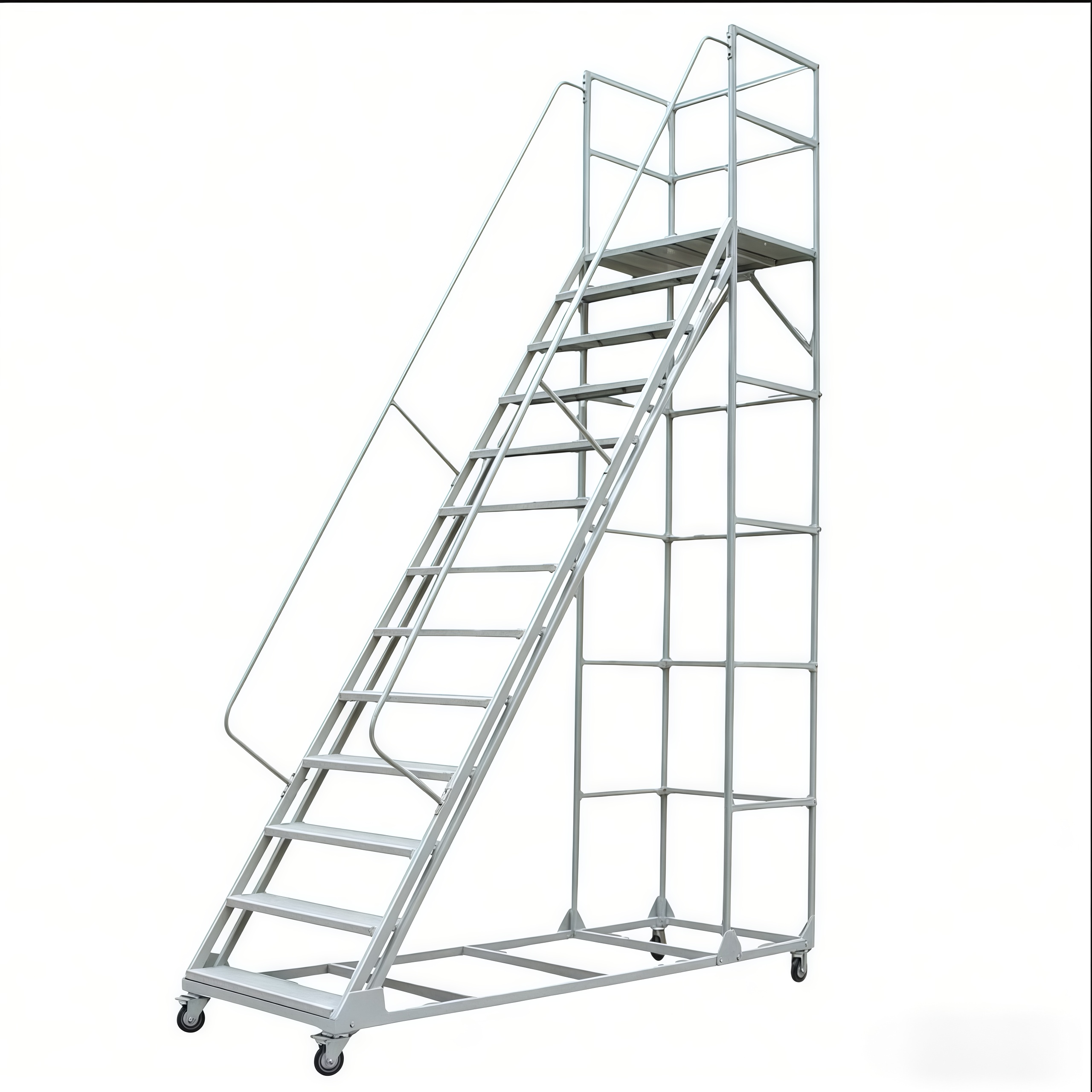 Customized Industrial Steel Rolling Platform Step Movable Climbing Warehouse Ladders Truck for Platform Ladder