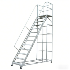 Customized Industrial Steel Rolling Platform Step Movable Climbing Warehouse Ladders Truck for Platform Ladder