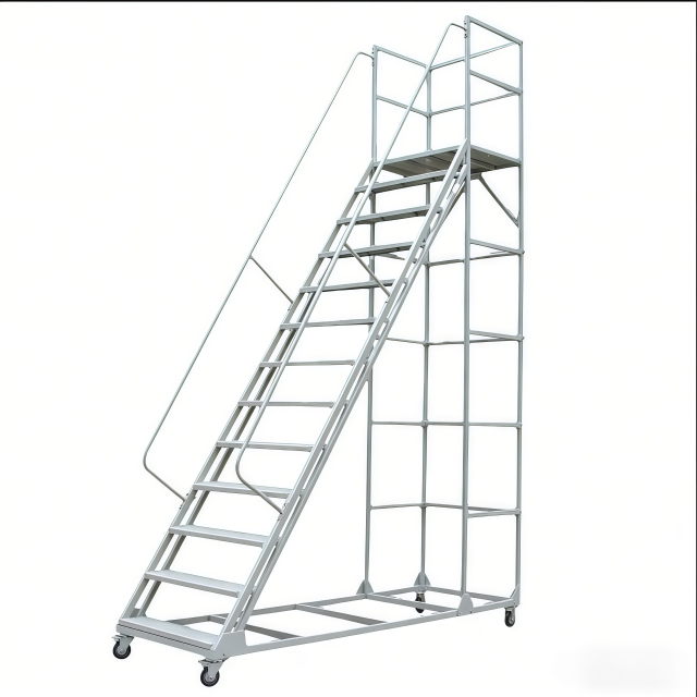 Customized Industrial Steel Rolling Platform Step Movable Climbing Warehouse Ladders Truck for Platform Ladder