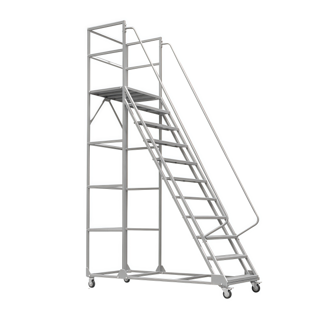 Customized Industrial Steel Rolling Platform Step Movable Climbing Warehouse Ladders Truck for Platform Ladder