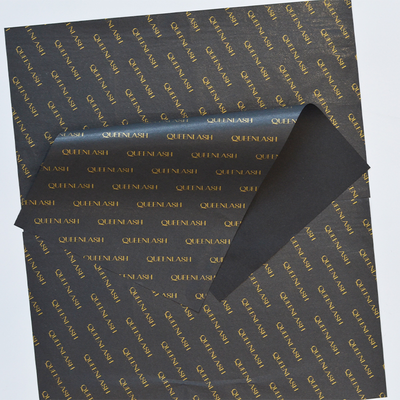 Hot Sale Custom Black Paper Golden Logo Print Tissue Wrapping Paper