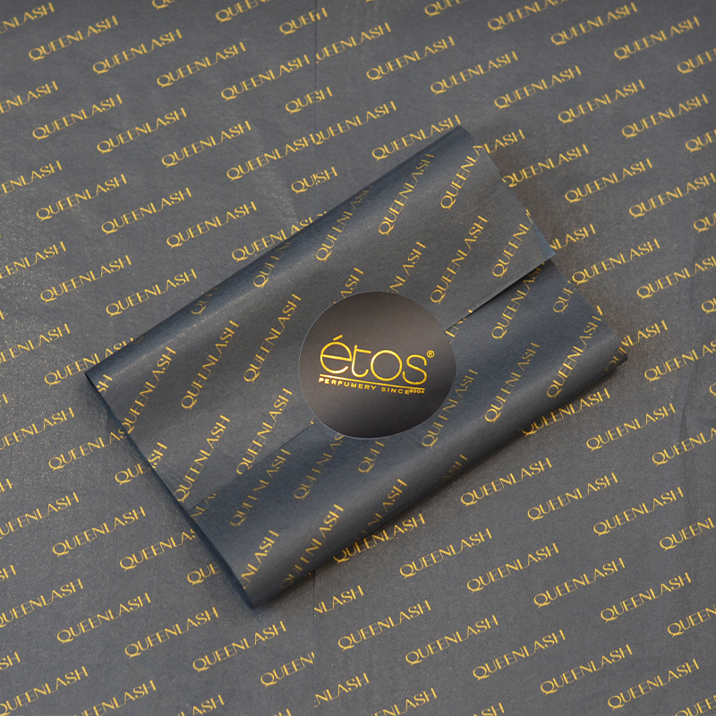 Hot Sale Custom Black Paper Golden Logo Print Tissue Wrapping Paper