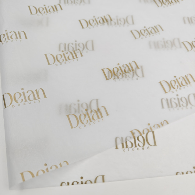 Custom Golden Logo White Tissue Paper for Retail Packaging E-commerce Wrapping