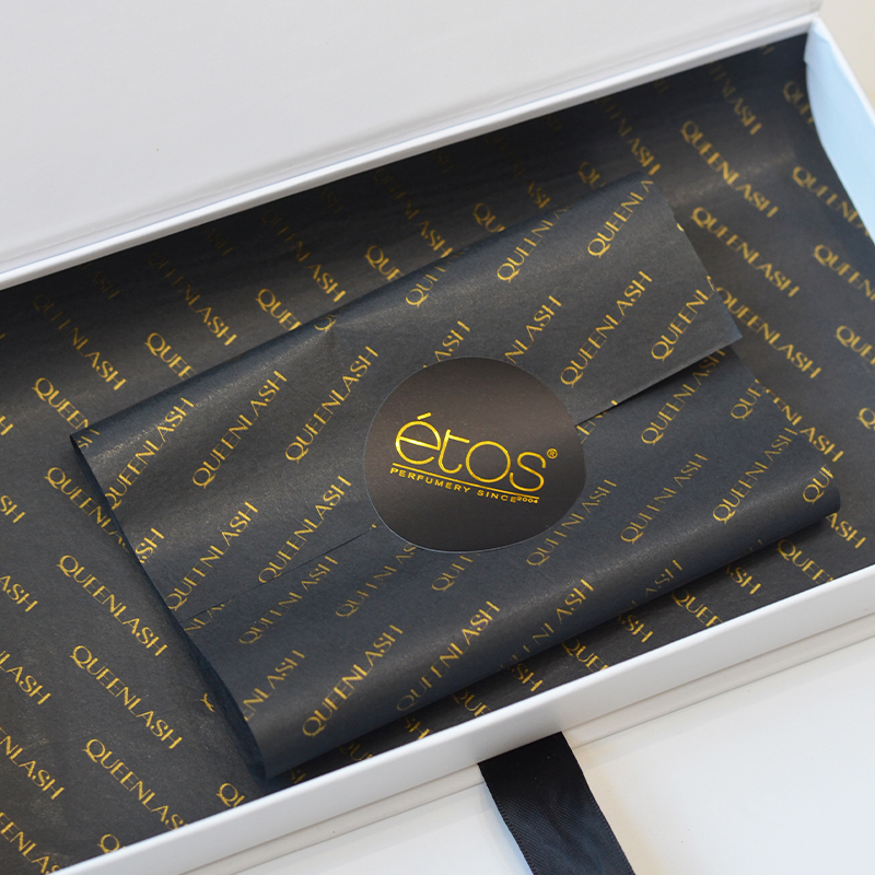 Hot Sale Custom Black Paper Golden Logo Print Tissue Wrapping Paper