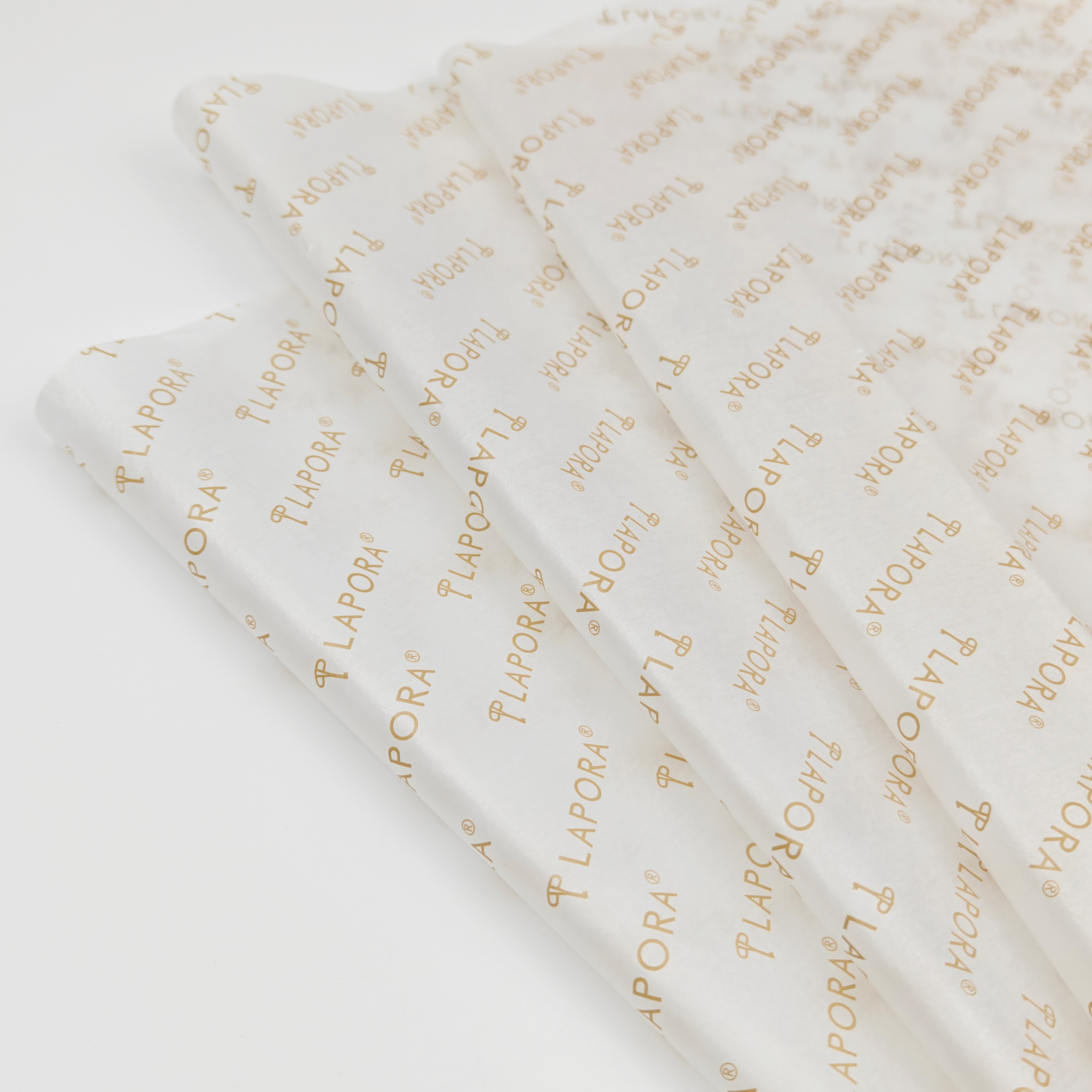 Custom Golden Logo White Tissue Paper 17 GSM for Retail Packaging E-commerce Wrapping