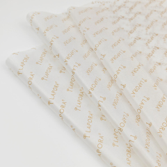 Custom Golden Logo White Tissue Paper 17 GSM for Retail Packaging E-commerce Wrapping