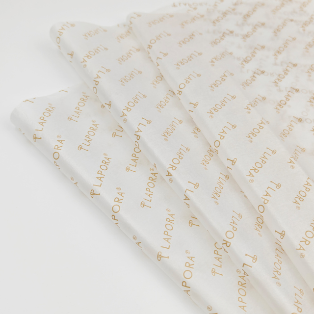 Custom Golden Logo White Tissue Paper 17 GSM for Retail Packaging E-commerce Wrapping