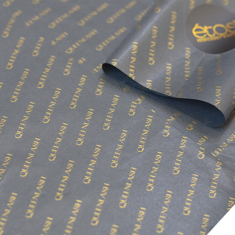Hot Sale Custom Black Paper Golden Logo Print Tissue Wrapping Paper