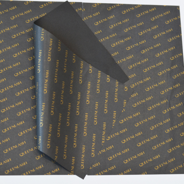 Hot Sale Custom Black Paper Golden Logo Print Tissue Wrapping Paper
