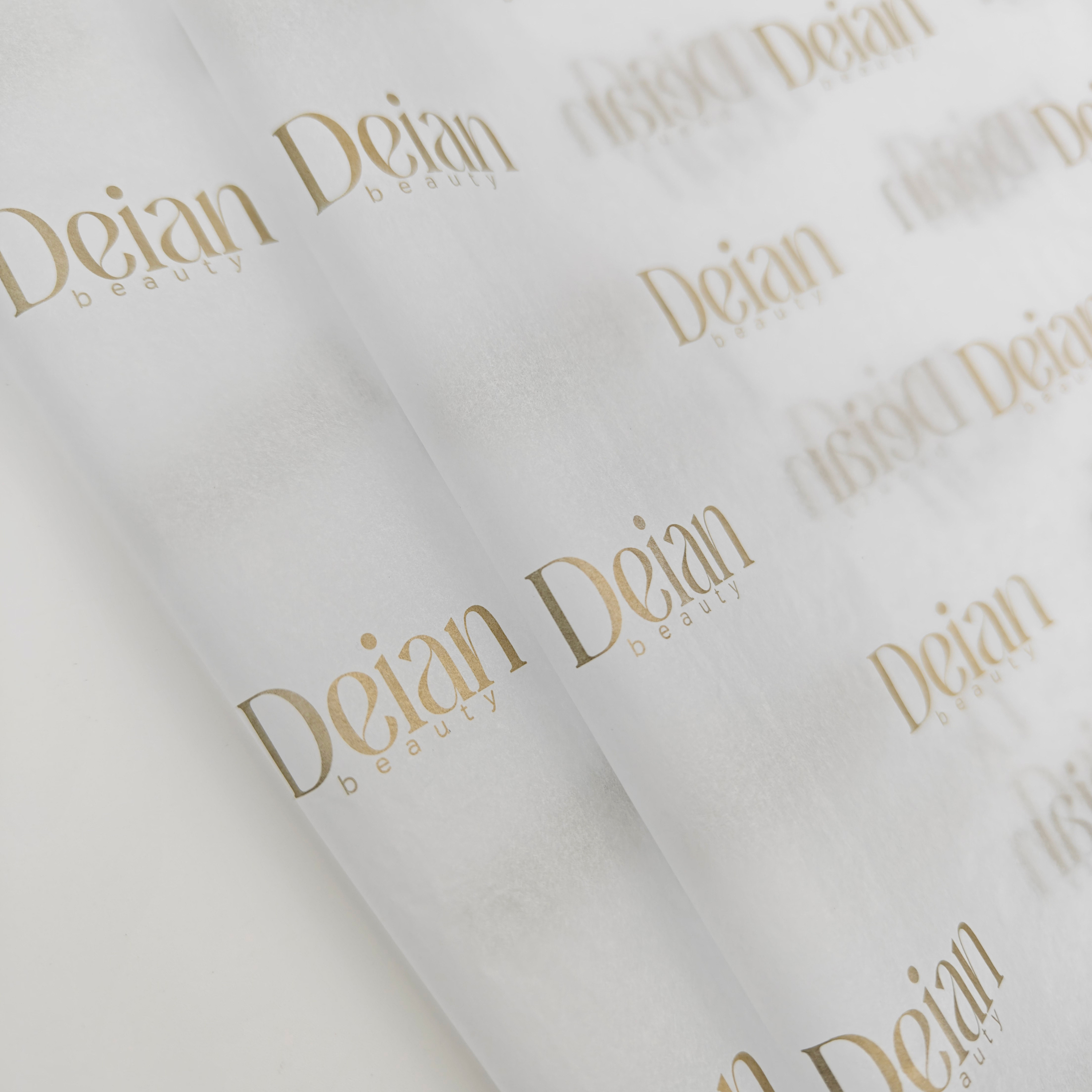 Custom Golden Logo White Tissue Paper for Retail Packaging E-commerce Wrapping