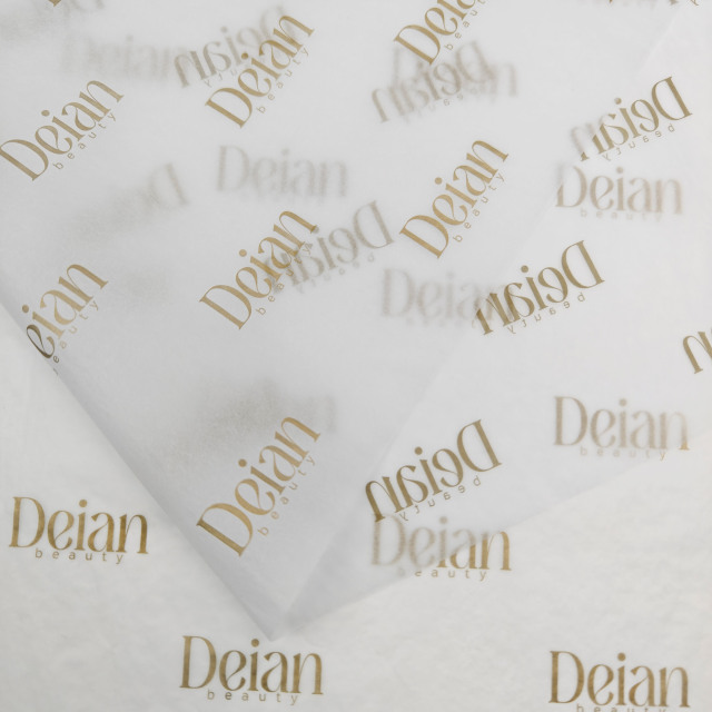 Custom Golden Logo White Tissue Paper for Retail Packaging E-commerce Wrapping
