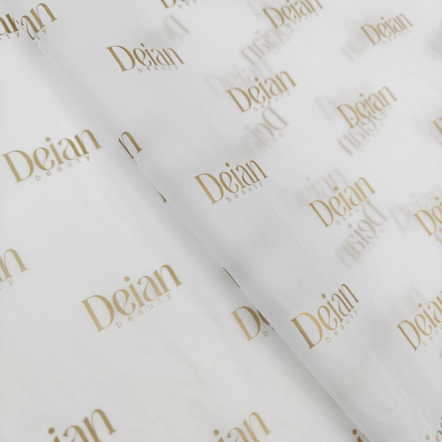 Custom Golden Logo White Tissue Paper for Retail Packaging E-commerce Wrapping