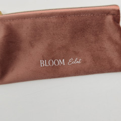 Custom Logo Printed Small Makeup Pouch Velvet Zipper Bag Luxury Eco-Friendly Silk Pouch Bag Jewelry Packaging
