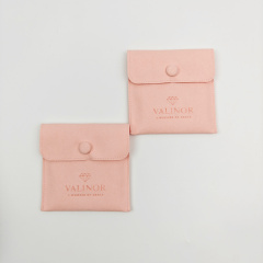 Custom Printed Logo Velvet Suede Earring Gift Bag Jewelry Pouch Luxury Packaging Microfiber Necklace Button Pouch Bag