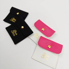 Personalized Logo PU Jewelry Button Pouch For Earrings Ring Eco-friendly Necklace Jewelry Gift Packaging Bag