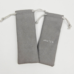Personalized Logo Grey Mcrofiber Long Dust Packaging Pouch Hot Sale Eco Friendly Microfiber Jewelry Pouch