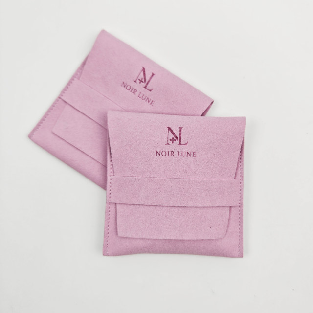 Custom Logo Envelope Microfiber Jewelry Pouch Bag Modern Luxury Velvet Purple Wedding Favors Packaging Bags