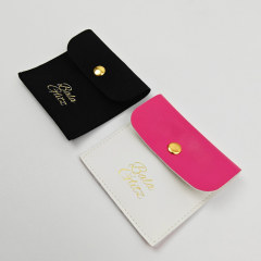 Personalized Logo PU Jewelry Button Pouch For Earrings Ring Eco-friendly Necklace Jewelry Gift Packaging Bag