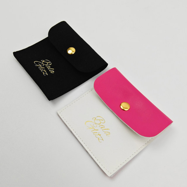 Personalized Logo PU Jewelry Button Pouch For Earrings Ring Eco-friendly Necklace Jewelry Gift Packaging Bag