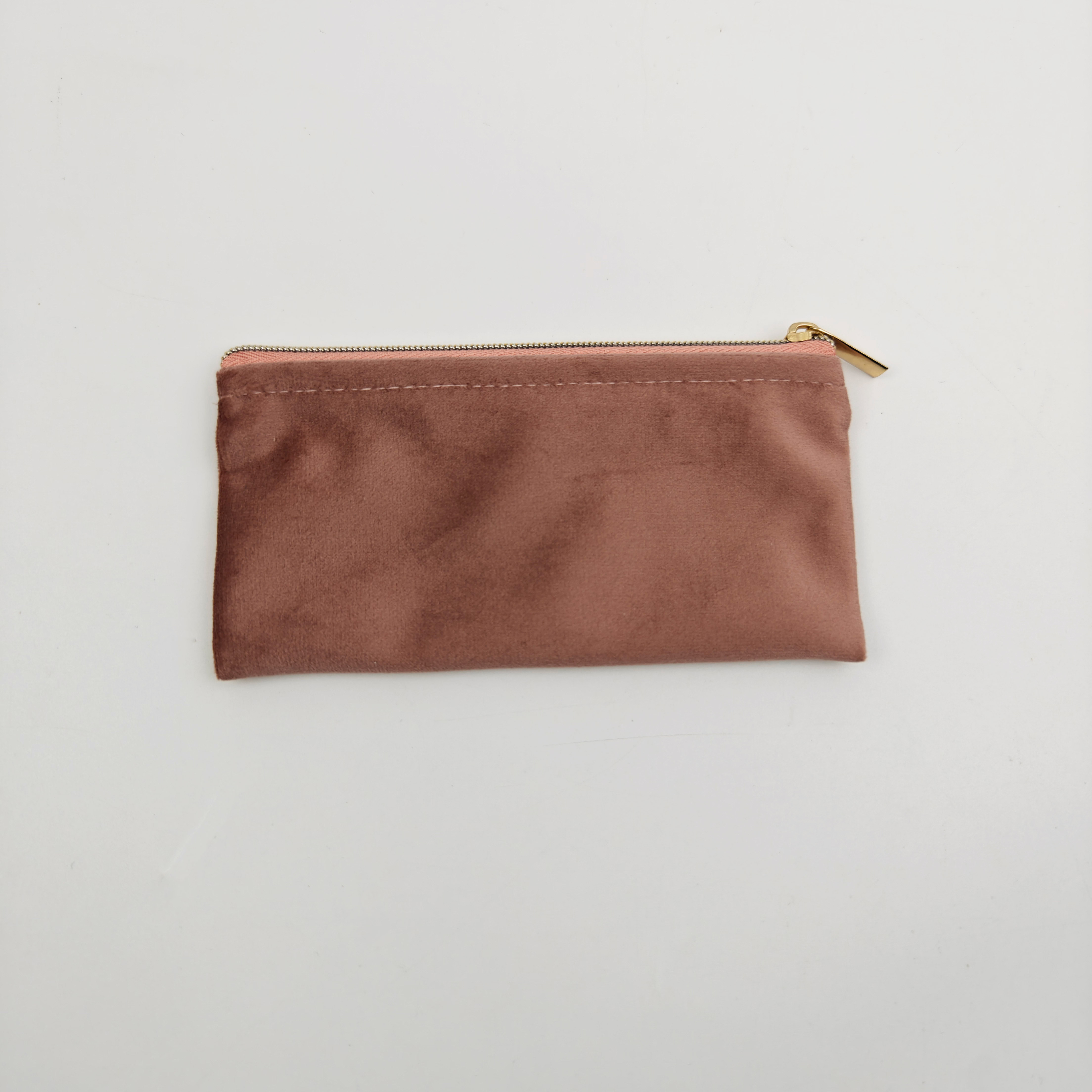 Custom Logo Printed Small Makeup Pouch Velvet Zipper Bag Luxury Eco-Friendly Silk Pouch Bag Jewelry Packaging