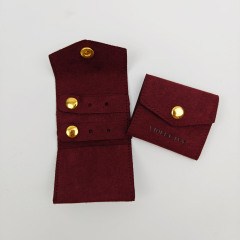 Custom Logo Fashionable Style Jewelry Packaging Pouch Luxury Modern Embossed Logo Faux Suede Pouch Storage Bag
