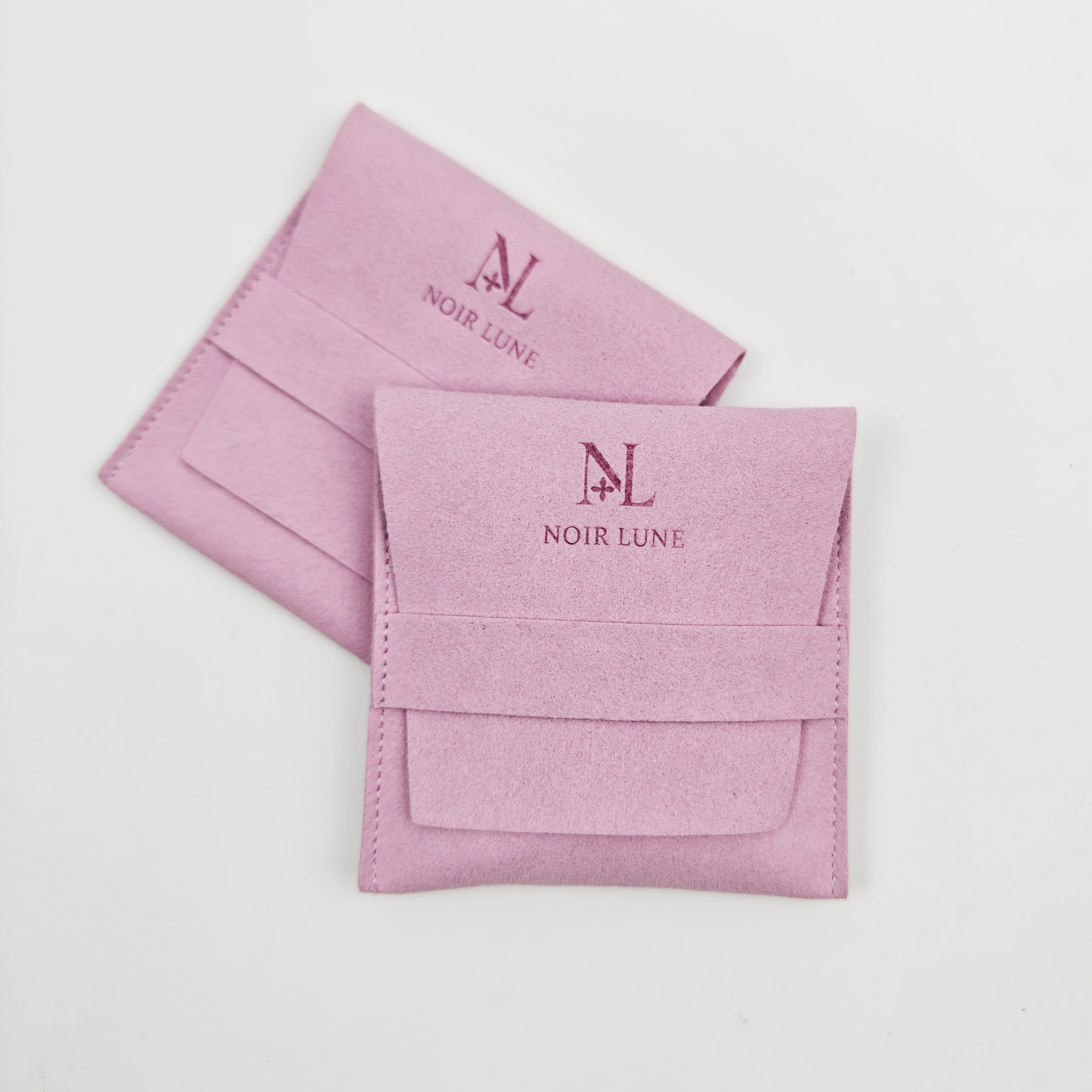Custom Logo Envelope Microfiber Jewelry Pouch Bag Modern Luxury Velvet Purple Wedding Favors Packaging Bags
