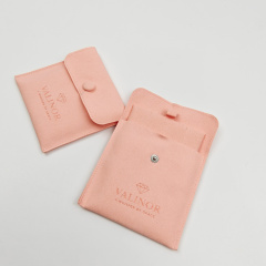 Custom Printed Logo Velvet Suede Earring Gift Bag Jewelry Pouch Luxury Packaging Microfiber Necklace Button Pouch Bag