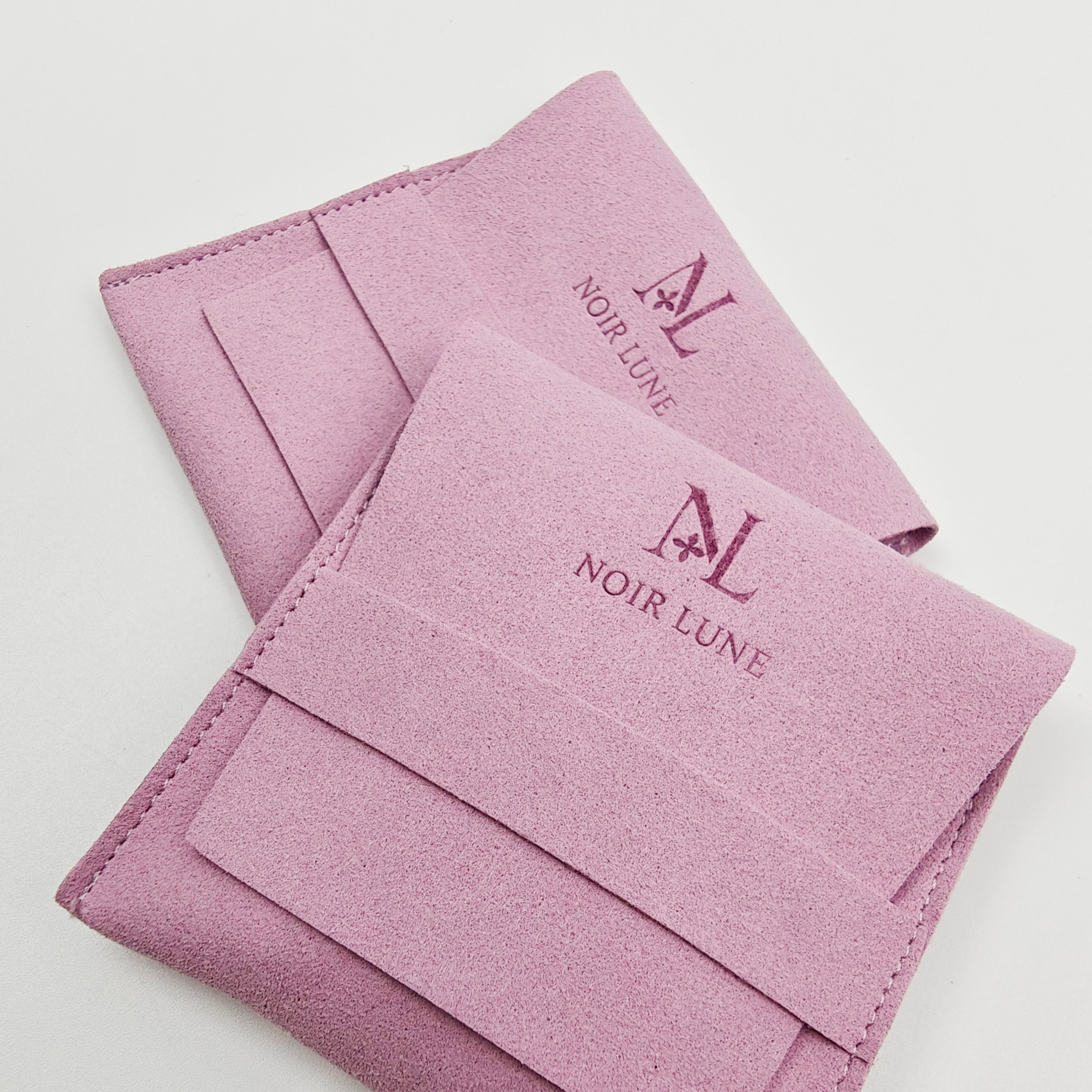 Custom Logo Envelope Microfiber Jewelry Pouch Bag Modern Luxury Velvet Purple Wedding Favors Packaging Bags